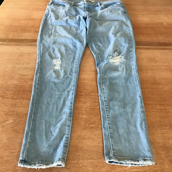 Levi's 711 Skinny Jeans Women 32 Blue Mid Rise Distressed Medium Wash Stretch - Picture 1 of 13